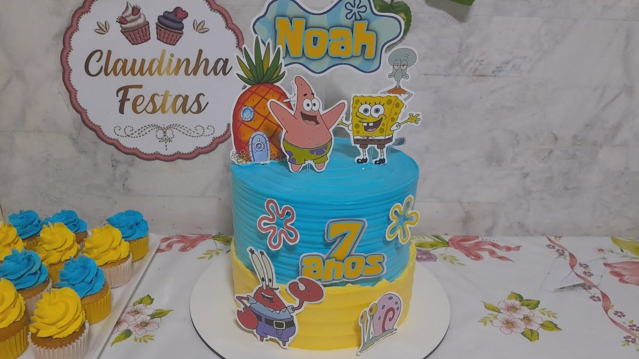 bolo decorado Tema Bob Esponja