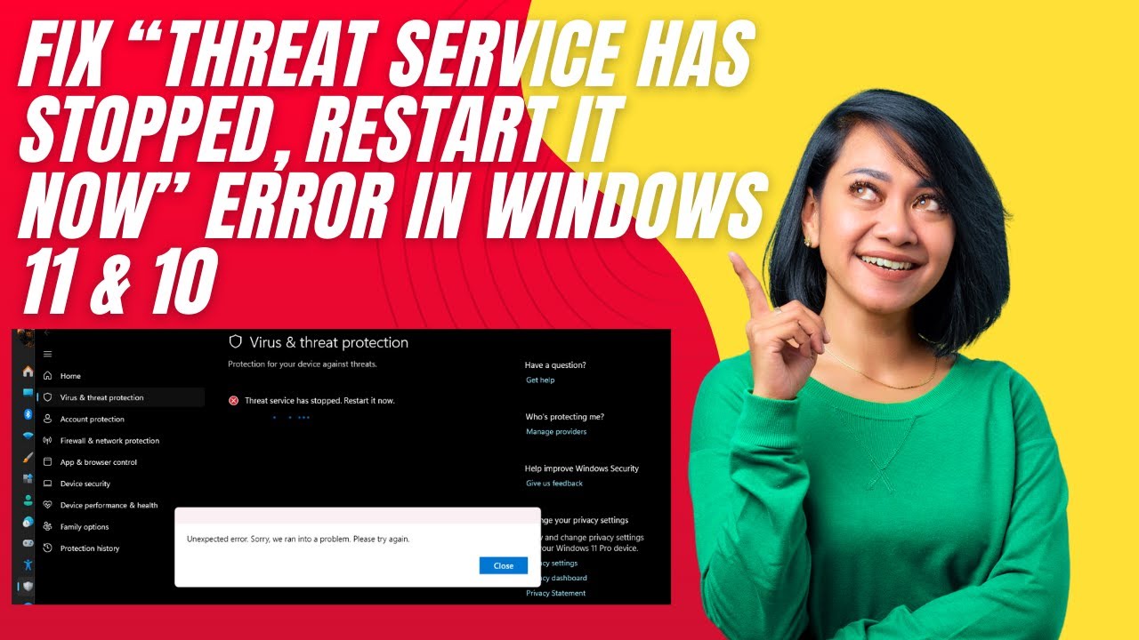 Fix “Threat Service Has Stopped, Restart It Now” Error in Windows 11 & 10 (Working 2026 Guide)