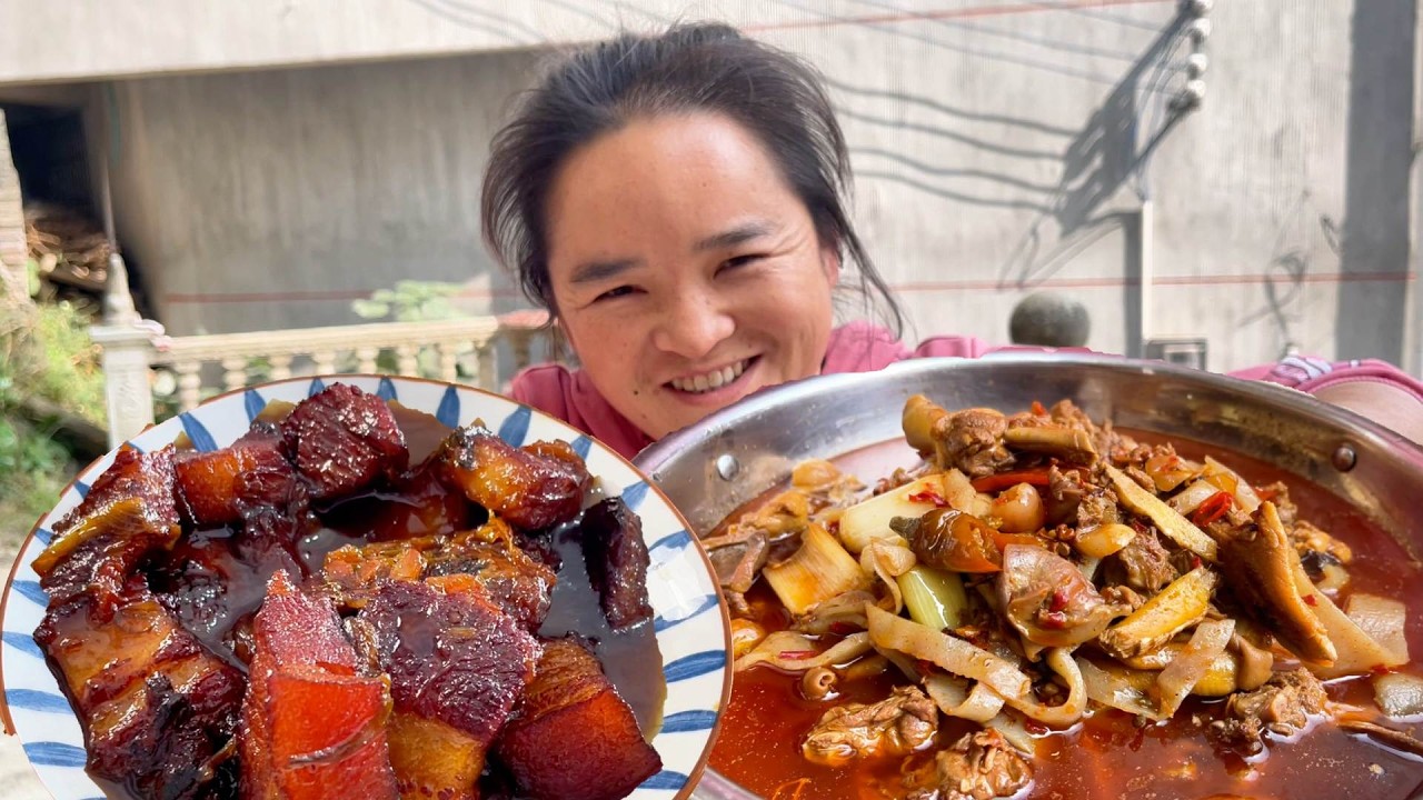 好吃不腻红烧肉，又辣又鲜魔芋鸭，苗大姐一餐两荤，要吃成大胖子了
