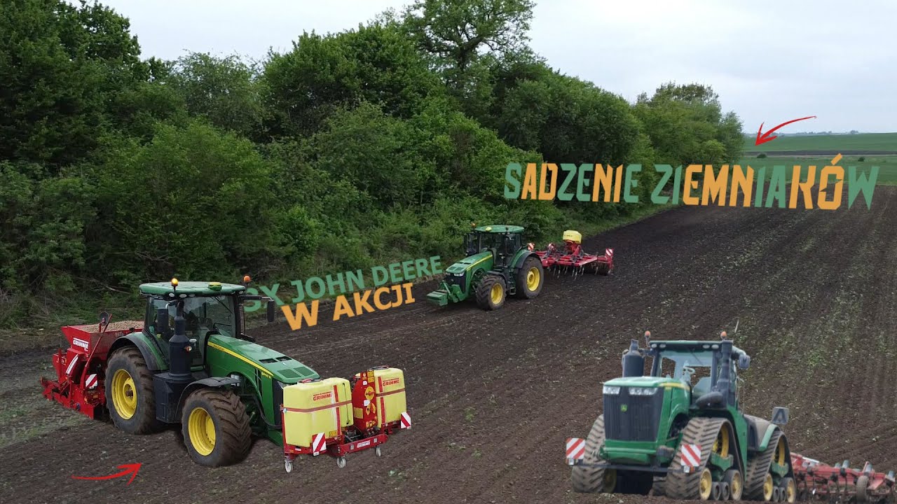 SADZENIE ZIEMNIAKÓW NA OGROMNĄ SKALĘ | 2X JOHN DEERE 8400R & JOHN DEERE 9RX620 | GR WIERZCHOWSKI
