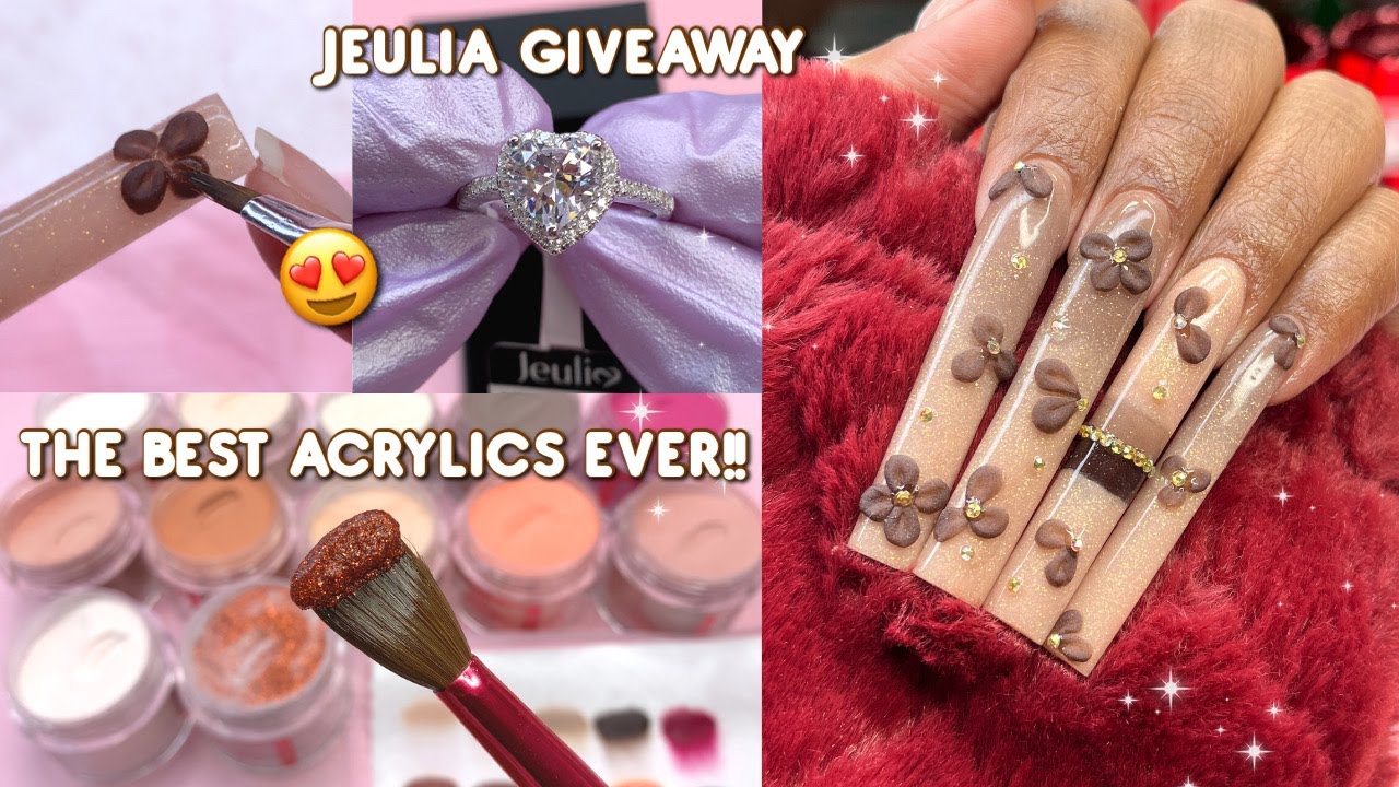 NOTPOLISH SENT ME A GIFT! 🤎 BROWN FALL 3D FLOWER ACRYLIC NAILS | JEULIA NECKLACE GIVEAWAY!