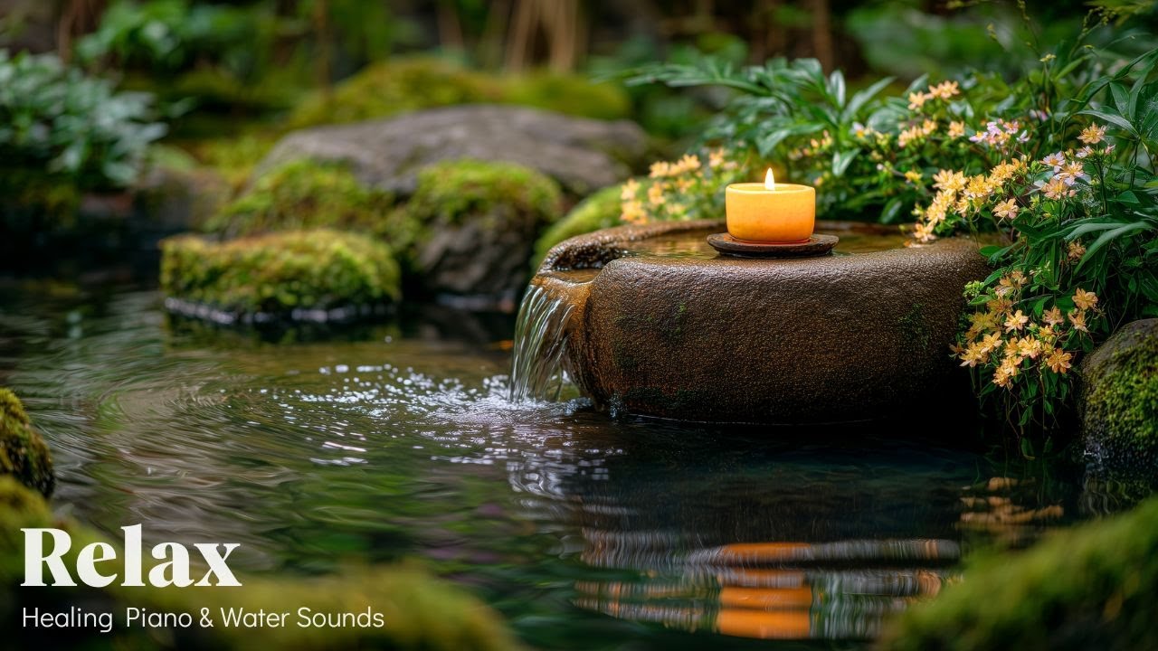 Japanese Garden Water Sounds & Peaceful Piano 🌿 Healing Music for Inner Calm & Stress Relief