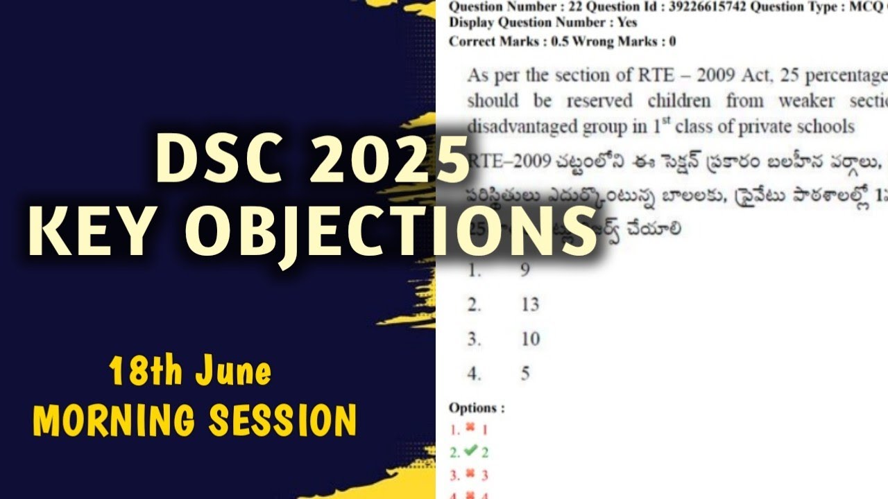 18th June Morning Session | AP DSC | KEY OBJECTIONS | RESPONSE SHEETS