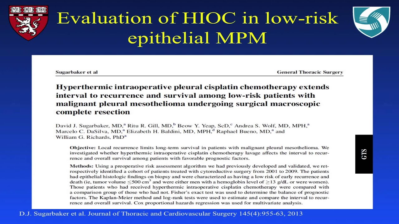 The role of  extra pleural pneumonectomy in Mesotheliom - David Sugarbaker