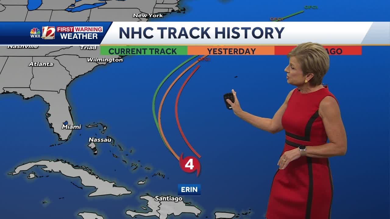 Hot and humid Monday, tracking Erin's coastal impacts too