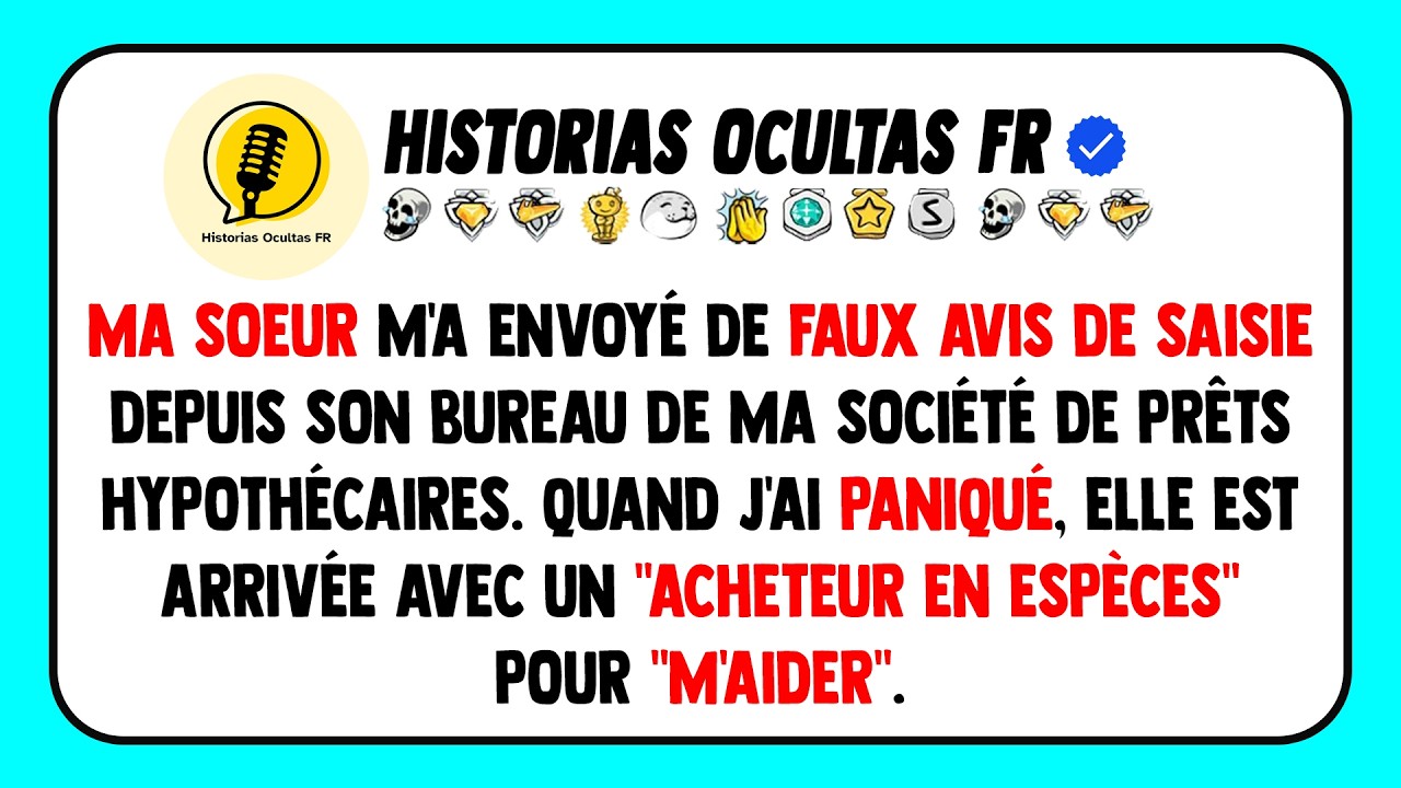 Ma sœur m'a envoyé de faux avis de saisie depuis son bureau de ma société de prêts hypothécaires.