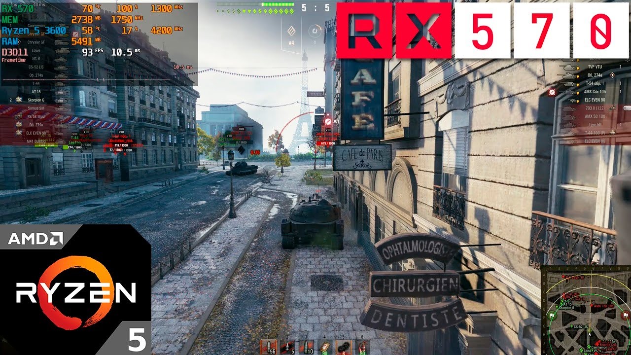 World of Tanks - RX 570 8GB + Ryzen 5 3600 - 1080p Ultra Graphics