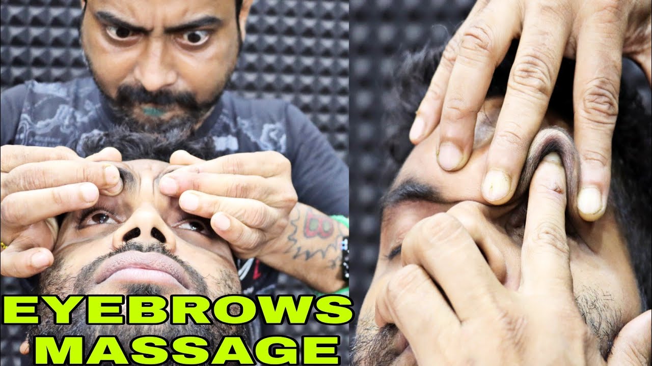 ASMR Eyebrows Massage by Biswajit Barber | Amazing Head & Body Massage | Loud Neck Cracking