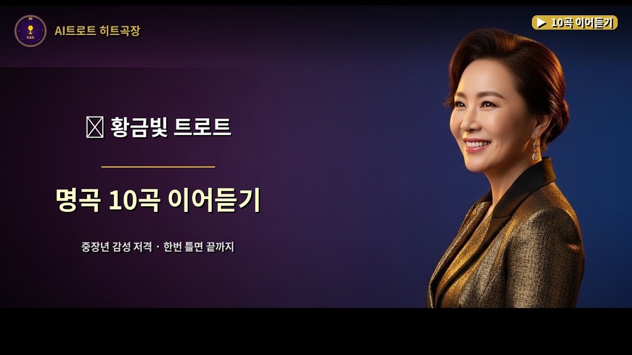 🎤 황금빛 트로트 명곡 10곡 이어듣기 | 중장년 감성 완전저격 | AI트로트 히트곡장 #트로트이어듣기 #AI트로트히트곡장 #트로트명곡모음