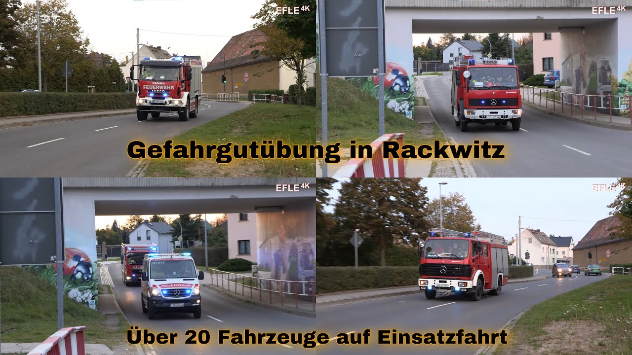 [Großeinsatz bei Hydro Extrusion Rackwitz] Einsatzfahrten von Feuerwehr und Rettungsdienst