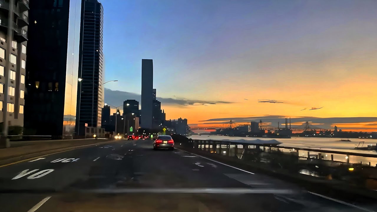NYC Live : Morning Driving Tour In  Manhattan New York, Lower Manhattan Financial District.