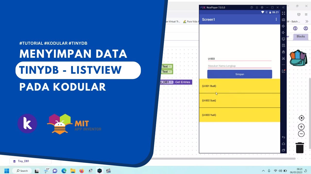 Хранение данных TinyDB и отображение их в ListView в Kodular / AppInventor