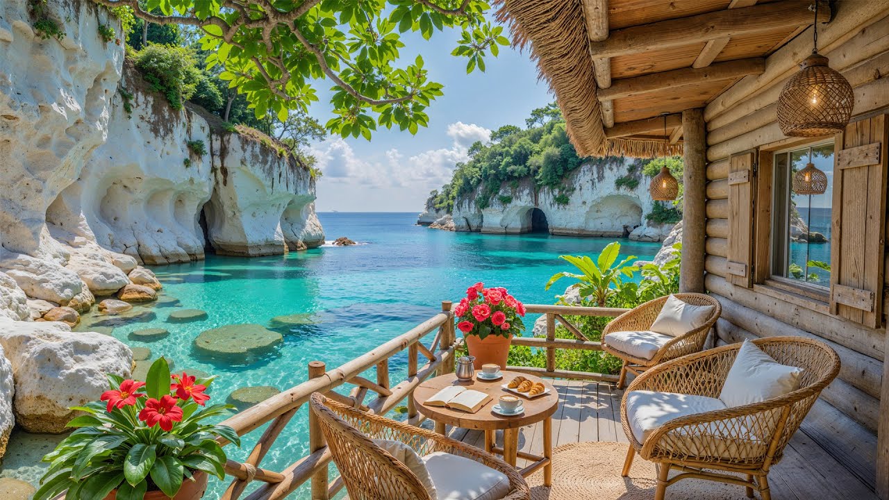 Morning Jazz at White Cliff Cove for Deep Calm & Renewal 🌊 | Soft Music in Hidden Nature Retreat