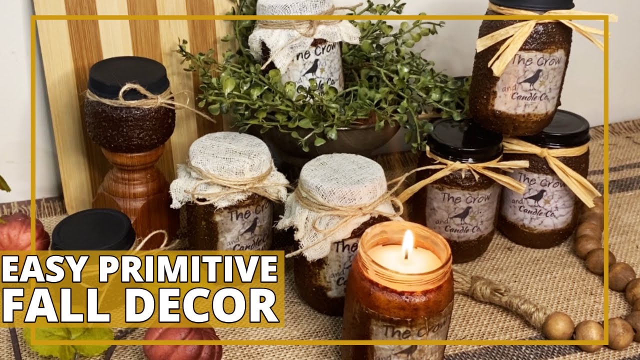 Best DIY Primitive Grubby Candle Jar Using Baby Food Jars | Great Fall Decor