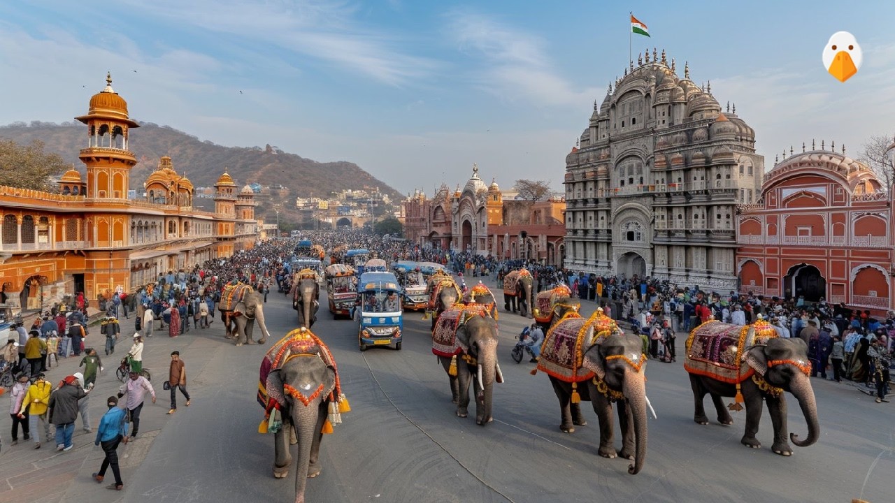 Джайпур, Индия🇮🇳 Настоящая атмосфера в старом центре Джайпура (4K HDR)