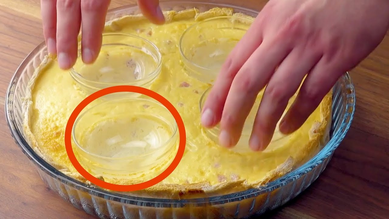 Backe 4 Glasschüsseln in einer Eimasse. Der Clou ist allerdings der Boden!
