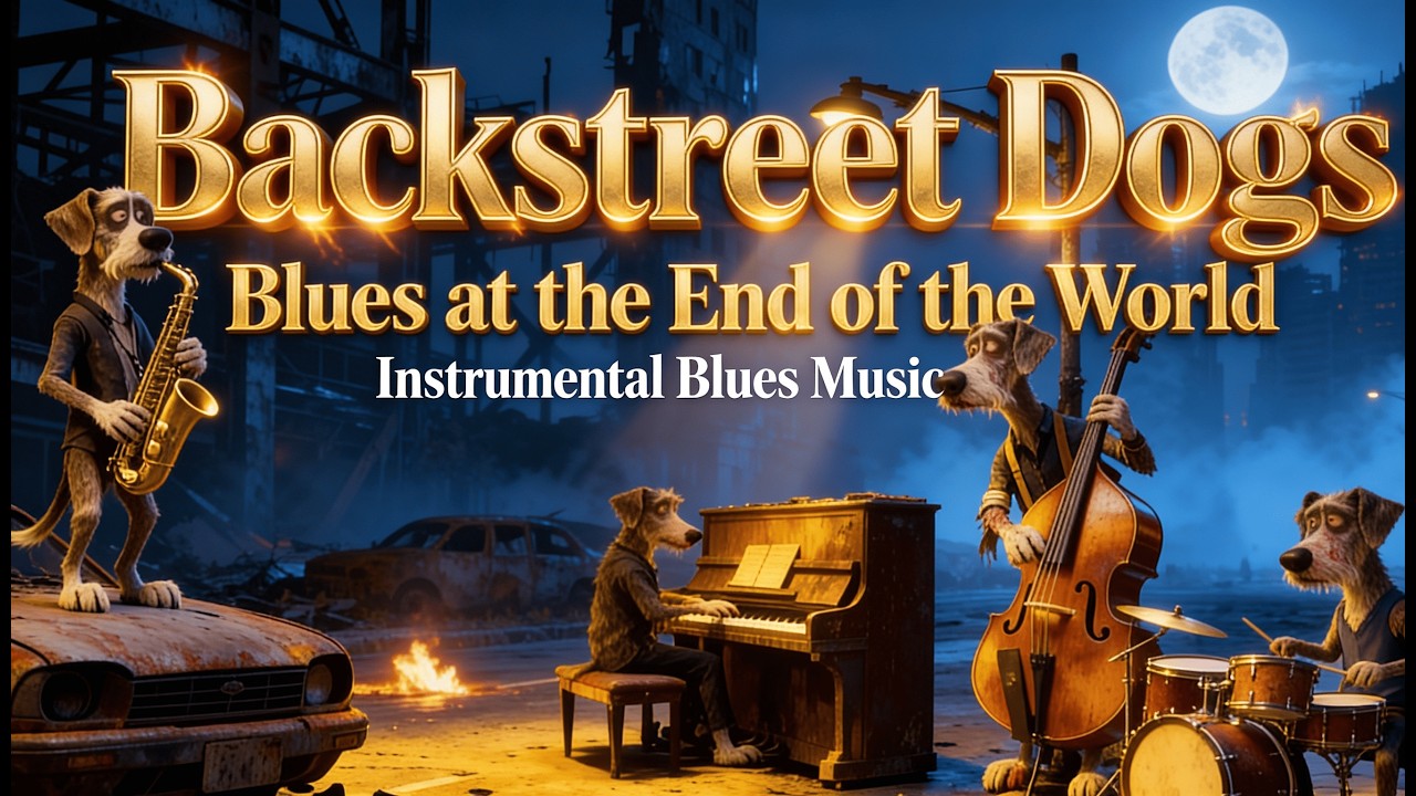 🎷🐶 Backstreet Dogs – Blues at the End of the World | Instrumental Blues Music 🔥🌙