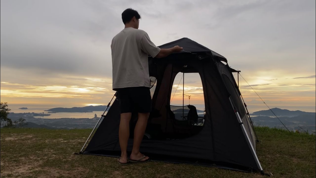 solo CAMPING with a SCENIC view and RAIN [ Eat, Sleep, and relax] ASMR