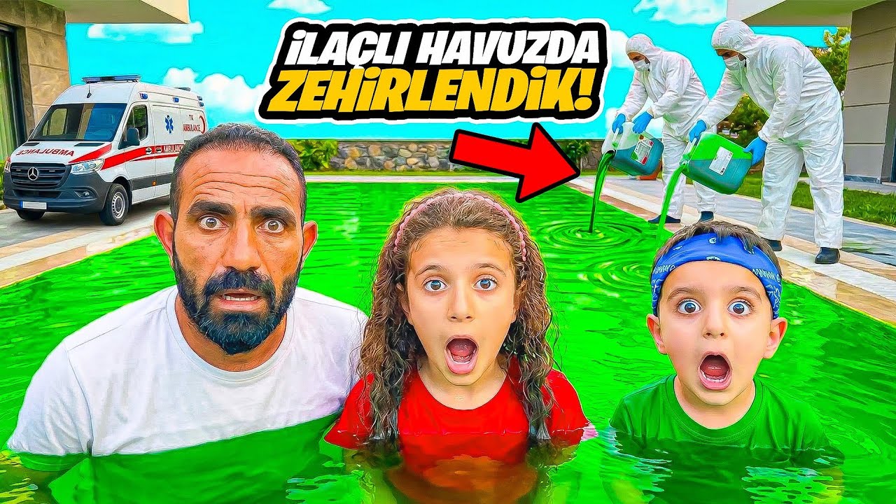POYRAZ ELİF İLAÇLI HAVUZA GİRDİ ZEHİRLENDİ!!!VİLLADAN ATILDIK!!!