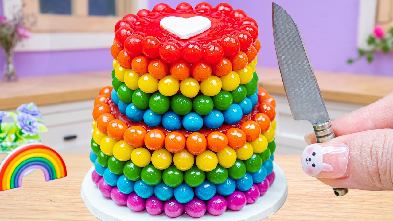Beautiful Miniature Colorful Cake 🌈 Miniature Rainbow KITKAT Chocolate Cake Decorating