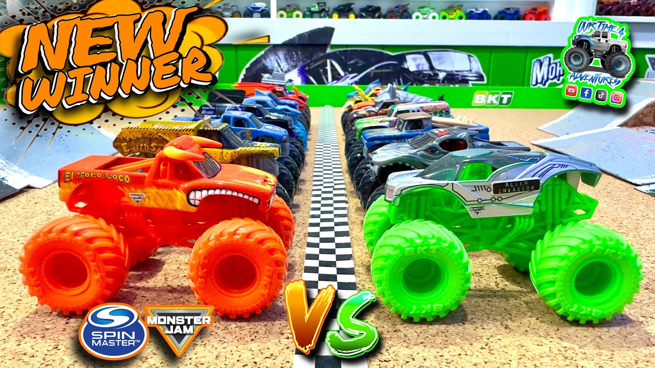 Toy Diecast Monster Truck Racing Tournament | Round #27 | Spin Master MONSTER JAM Series #25  🆚 #26