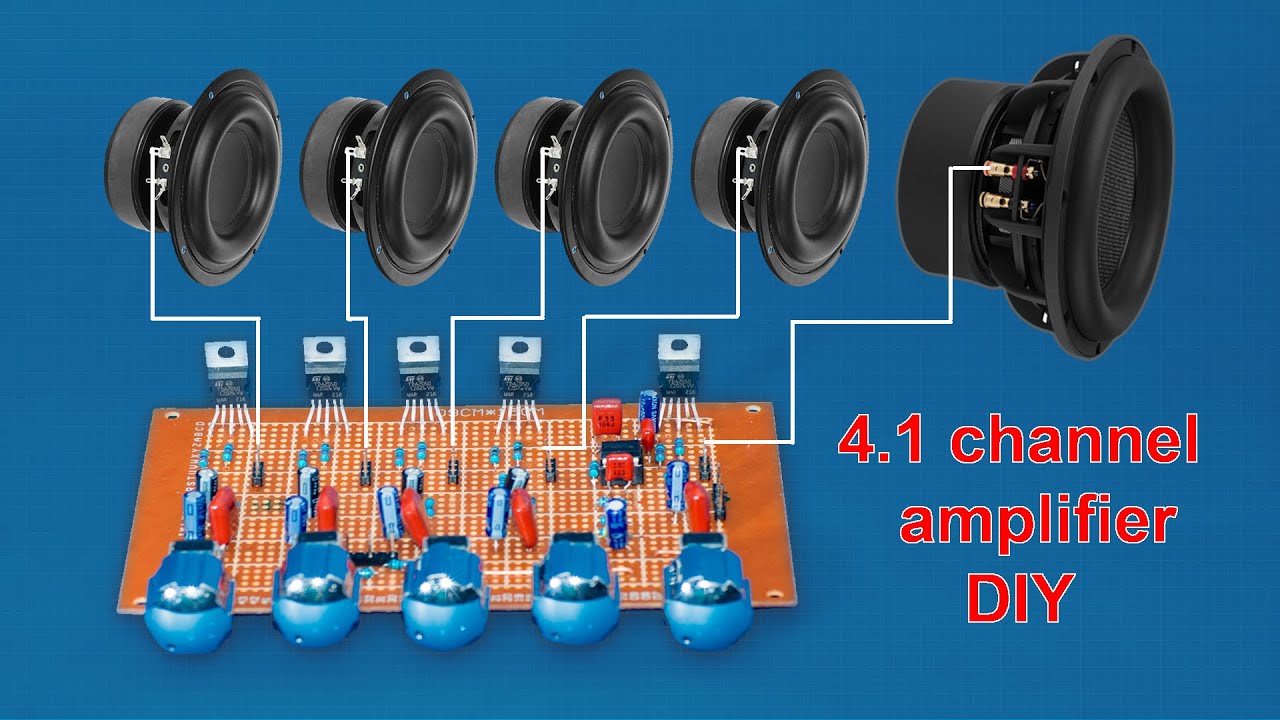 4.1Channel Powerful Ultra  Amplifier | Make a Powerful Amplifier Using TDA2050 | Super bass amp diy