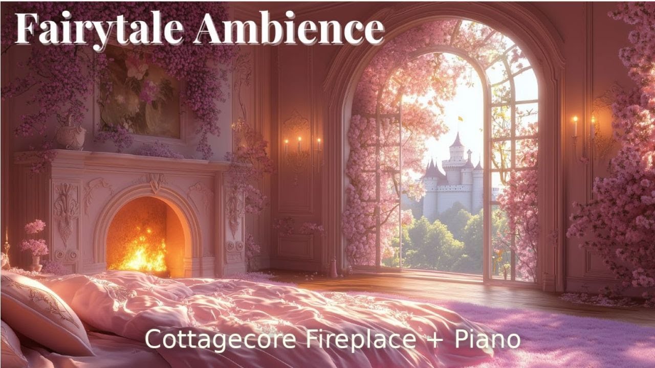 Disney-Inspired Fairytale Fireplace Ambience | Royal Princess Bedroom + Soft Piano