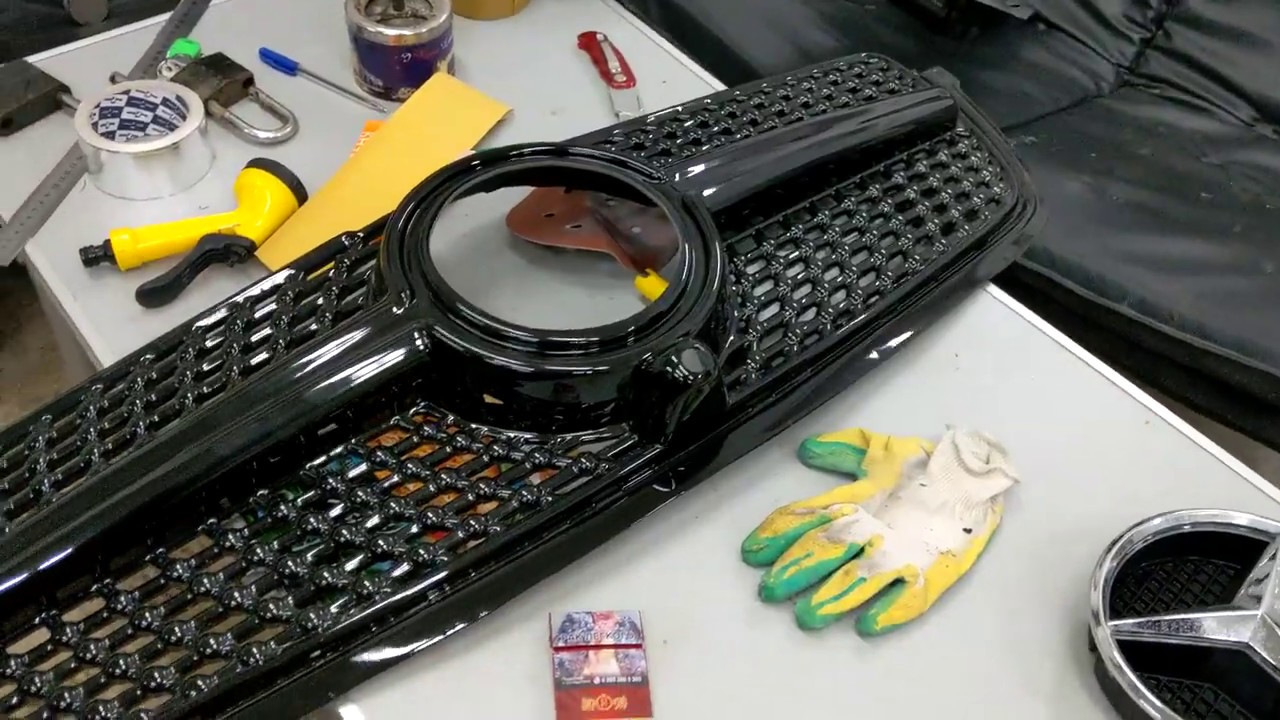 установка решетки Black Diamond Grill Install Process Mercedes GL x166 AMG 2012-2015