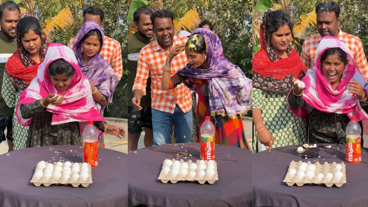 Stand The Bottle Upright And Break The Egg On Your Head #challenge #funny #egg 