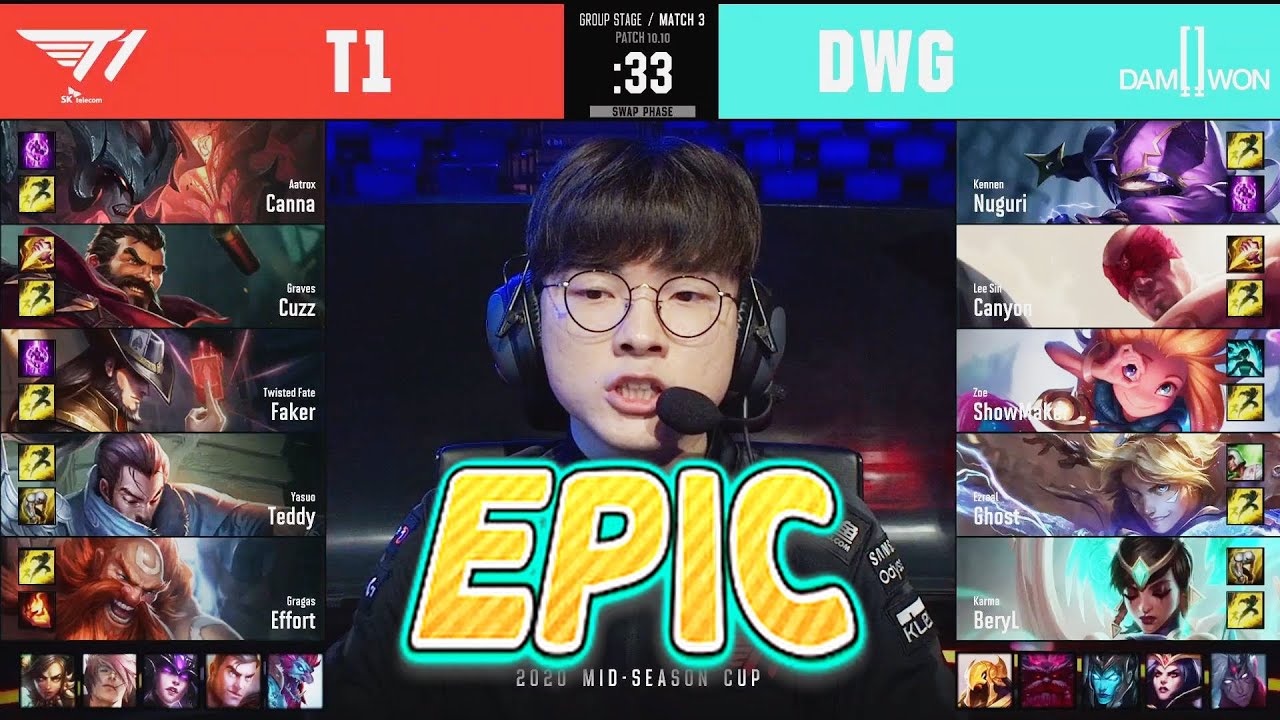 [EPIC] Faker Plays Twisted Fate - T1 VS DWG Highlights - 2020 MSC Day 1