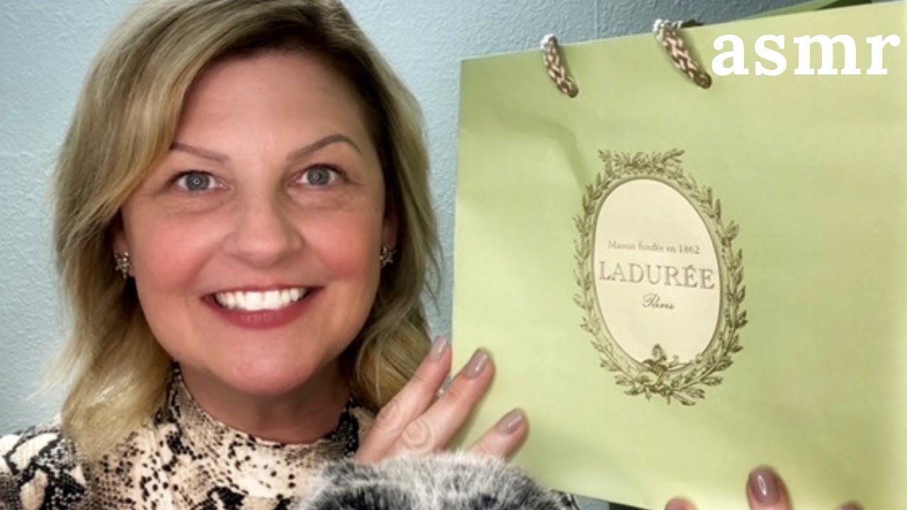 ASMR Laduree Macarons [Eating & Whispering Trigger Words] 🌸💕🌷