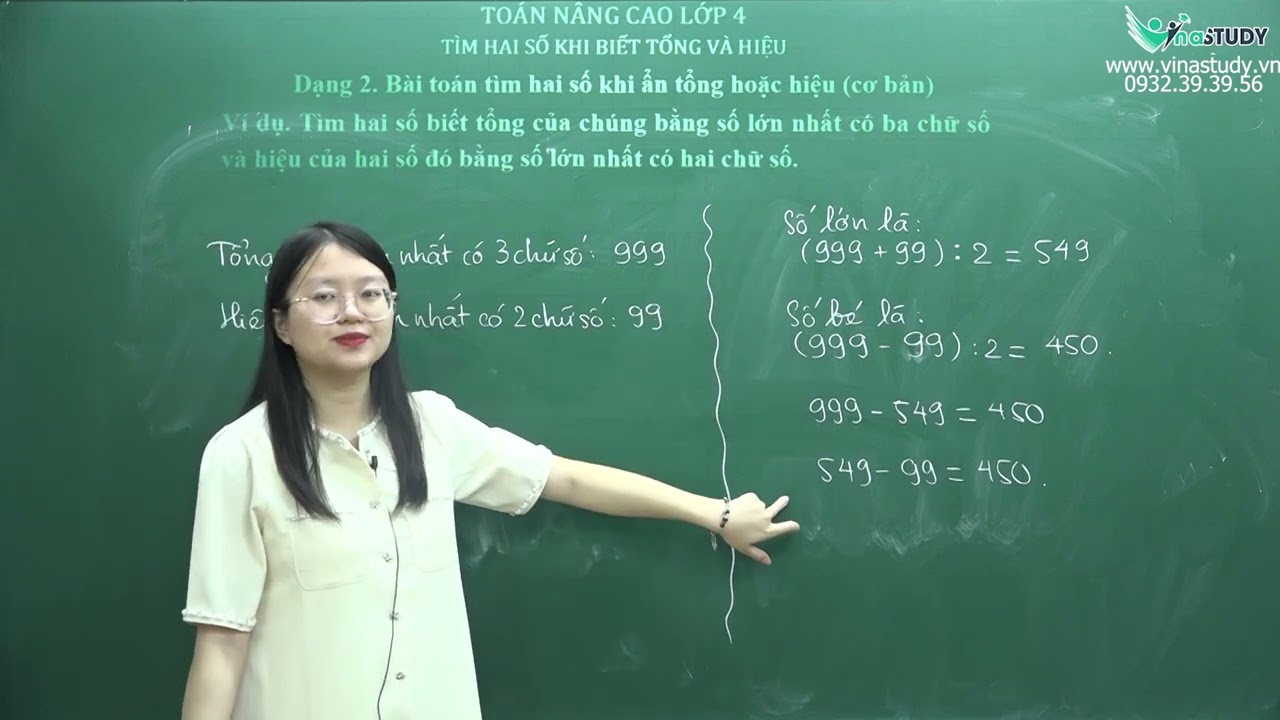 Toán nâng cao lớp 4 - Tìm hai số khi biết tổng và hiệu - Cô Trần Thu Trang - Vinastudy.vn