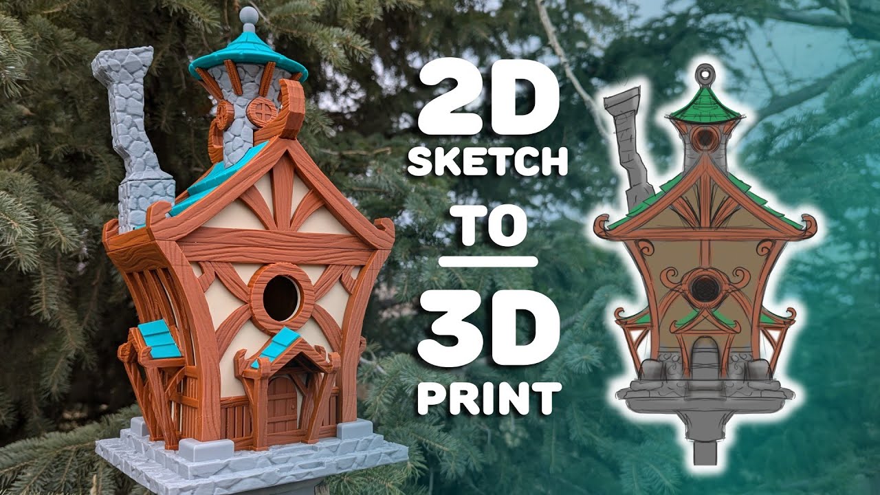 Изготовление скворечника на 3D-принтере по 2D-эскизу.