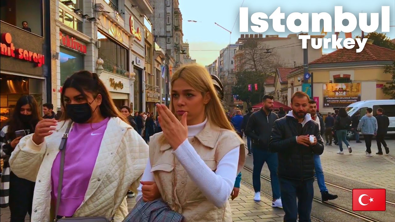 Istiklal Street |Afternoon Walk Tour in the Heart of Istanbul 29 March 2022|4k UHD 60fps