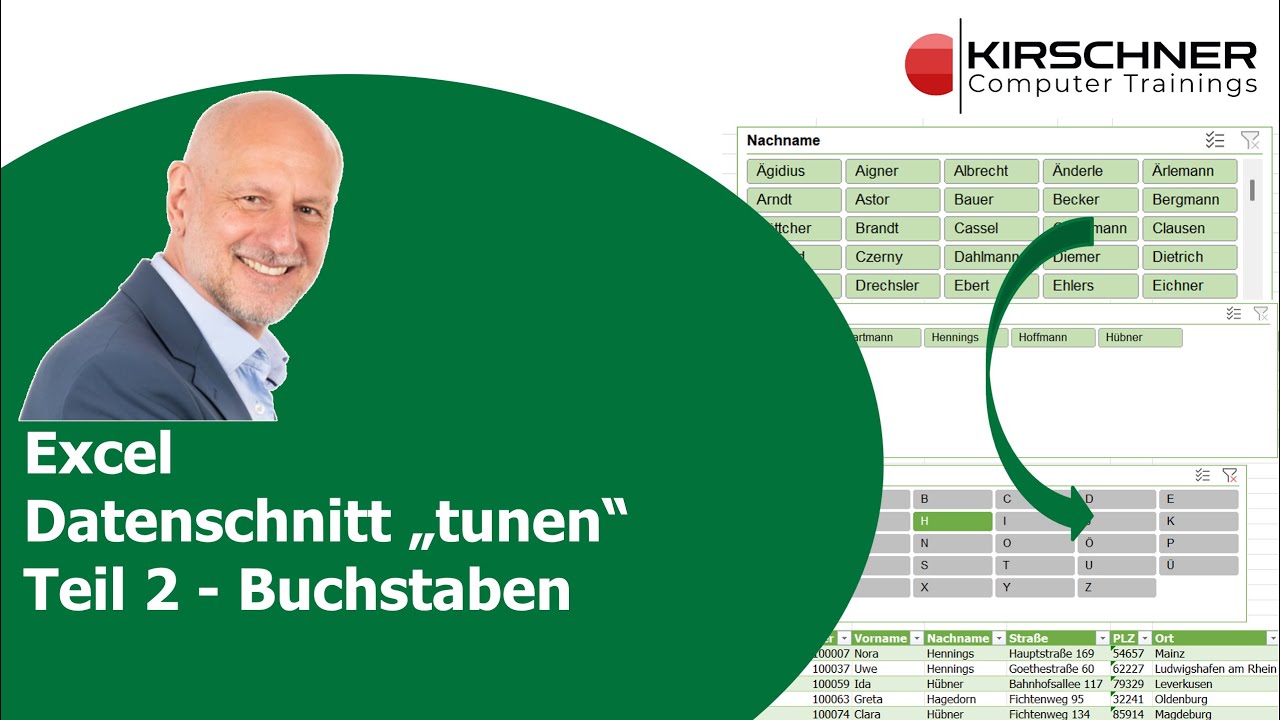Excel 365 Datenschnitte Teil II - Nach Anfangsbuchstaben filtern &ndash; A&ndash;Z Filter mit Hilfsspalte
