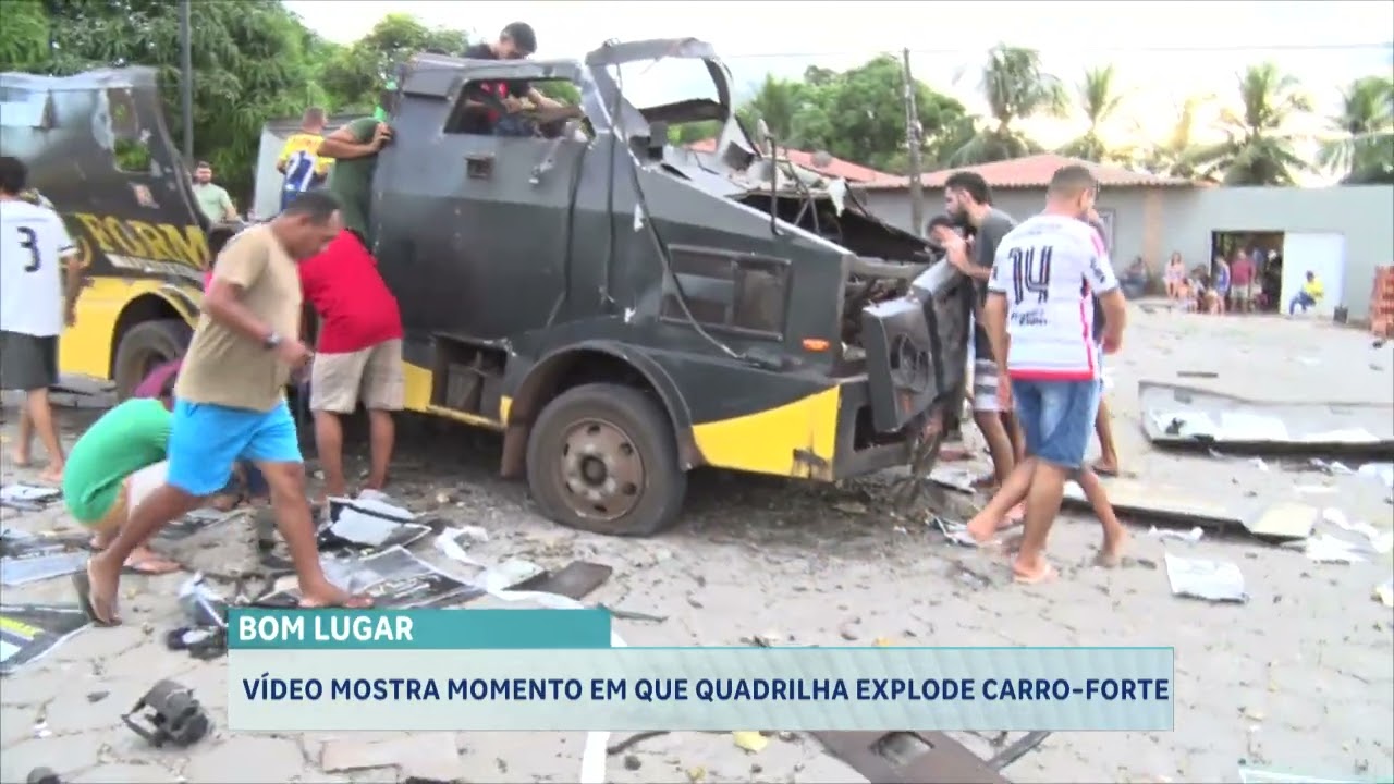 MOMENTO EM QUE QUADRILHA EXPLODE CARRO FORTE