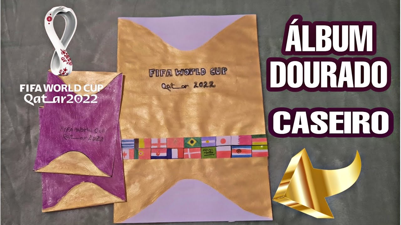 ÁLBUM DOURADO CASEIRO COPA DO MUNDO QATAR 2022 🇧🇭 + FIGURINHAS DOS JOGADORES  #qatar2022 #qatar