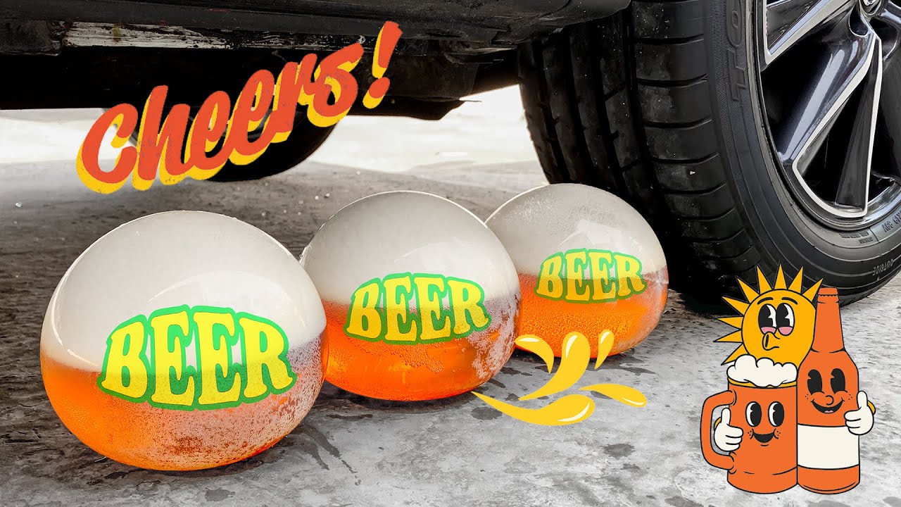 Experiment BEER vs CANDY M&M vs CAR vs EGGS | Crushing Crunchy & Soft Things by Car!
