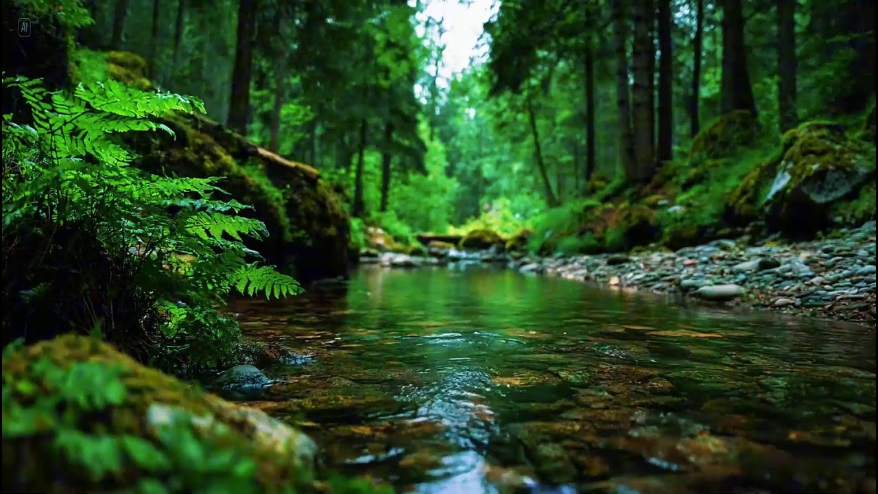 Soothing Forest Ambience | Calm River Flow for Relaxation | Peaceful Birds Chirping Ambience