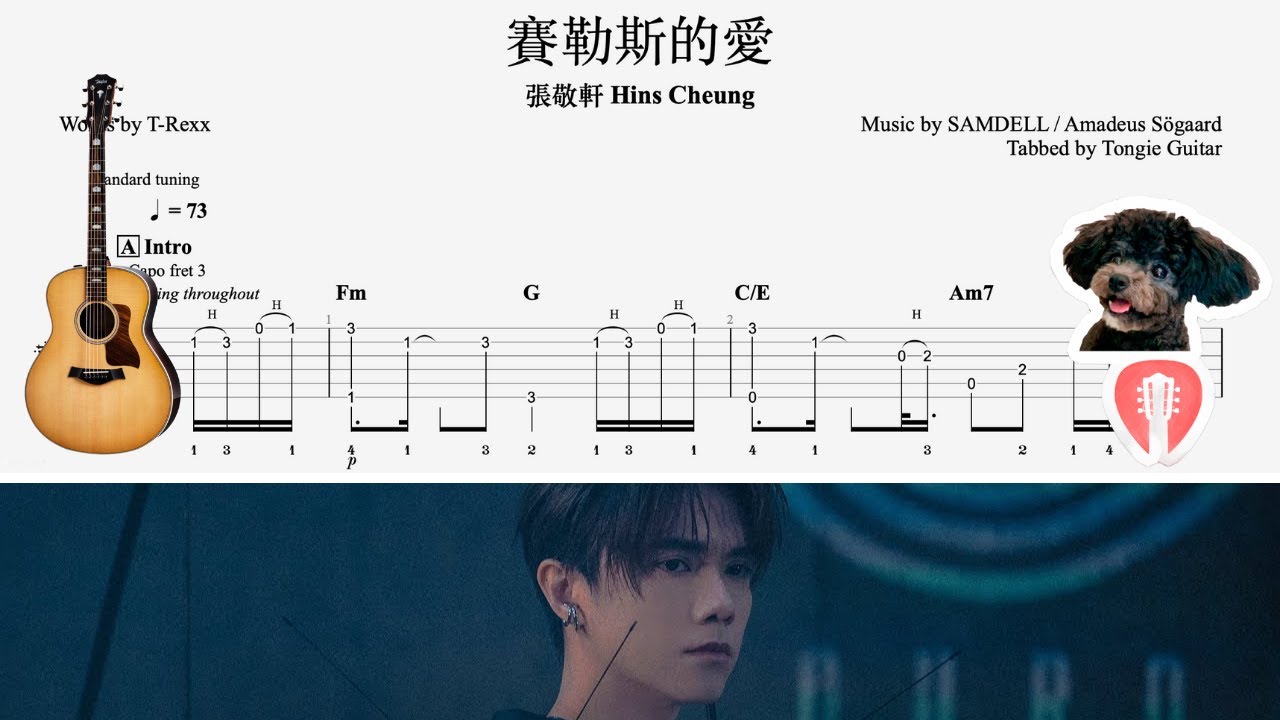 賽勒斯的愛 | 張敬軒 Hins Cheung | Fingerstyle Solo Guitar Tab Tutorial 指彈獨奏結他譜教學