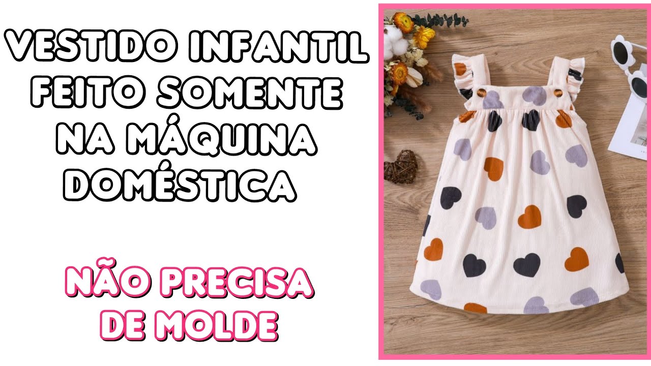 Como fazer vestido infantil fácil para iniciantes | How to make an easy baby dress