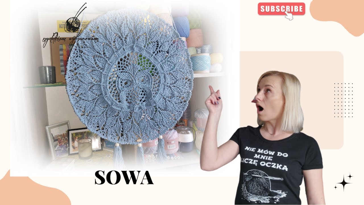 Szydełkowa sowa - serwetka, łapacz snów / Crochet owl - doily, dreamcatcher Part 1