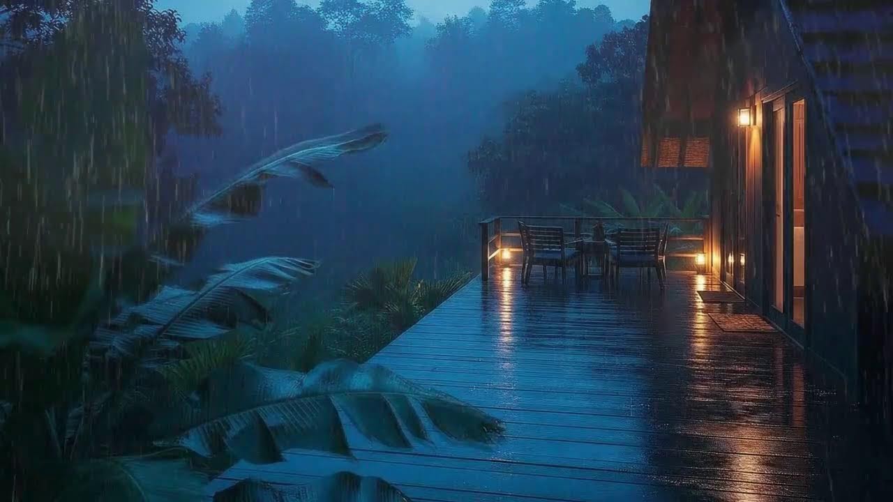 Tropical Cabin Rain with Smooth Thunder for Instant Sleep Calm 🌧️