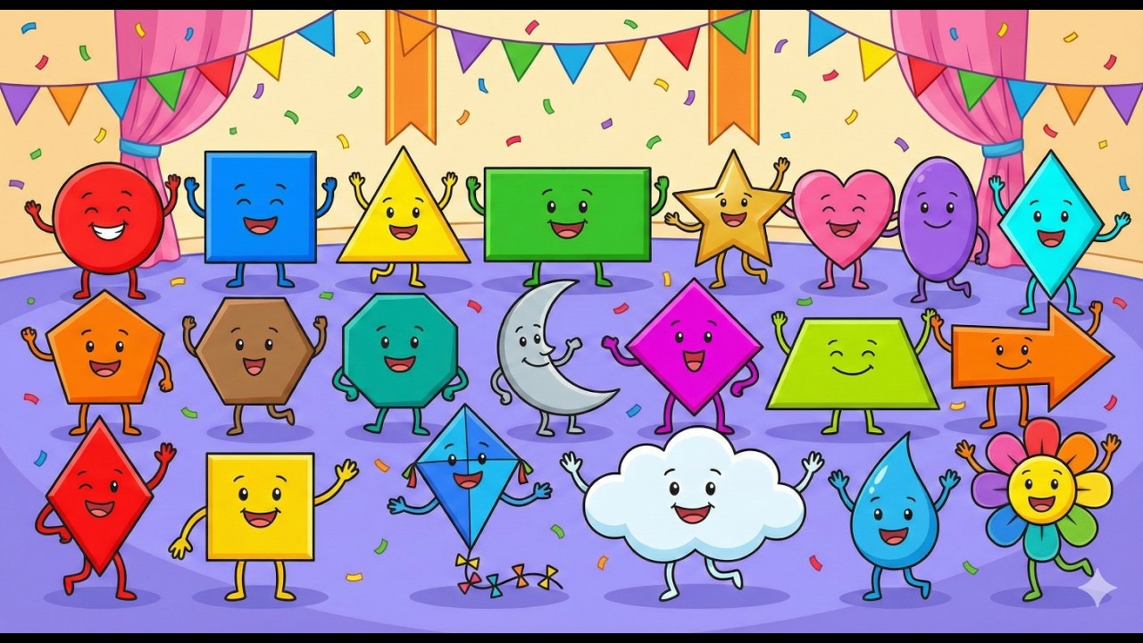Супер Песенка про Фигуры | Изучаем 20 Фигур для Детей | Круг, Квадрат, Треугольник и Другое