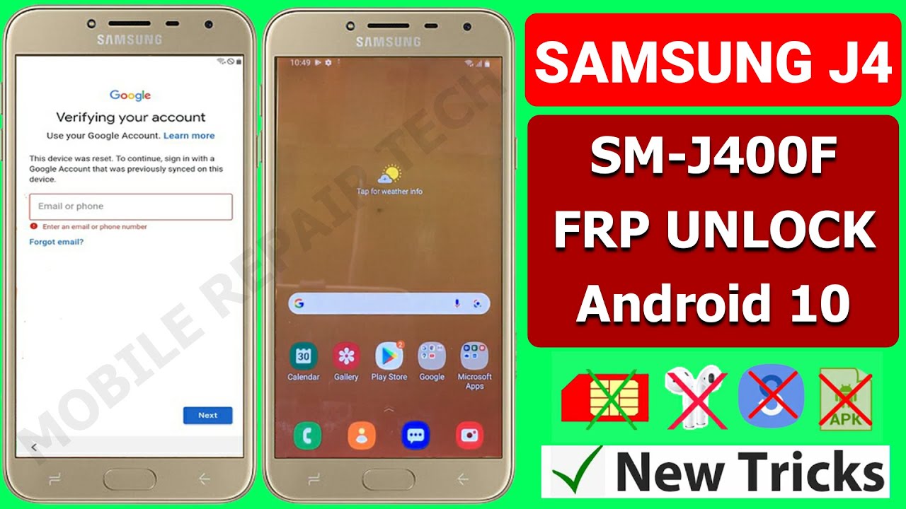 Samsung Galaxy J4 FRP Bypass Android 10 | Samsung SM-J400F Google Lock Bypass Android 10 New tricks