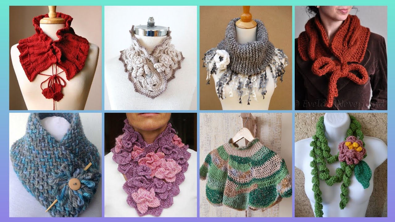 Impressive Elegant outstanding crochet pattern of handmade neck scraft outfits designs ideas