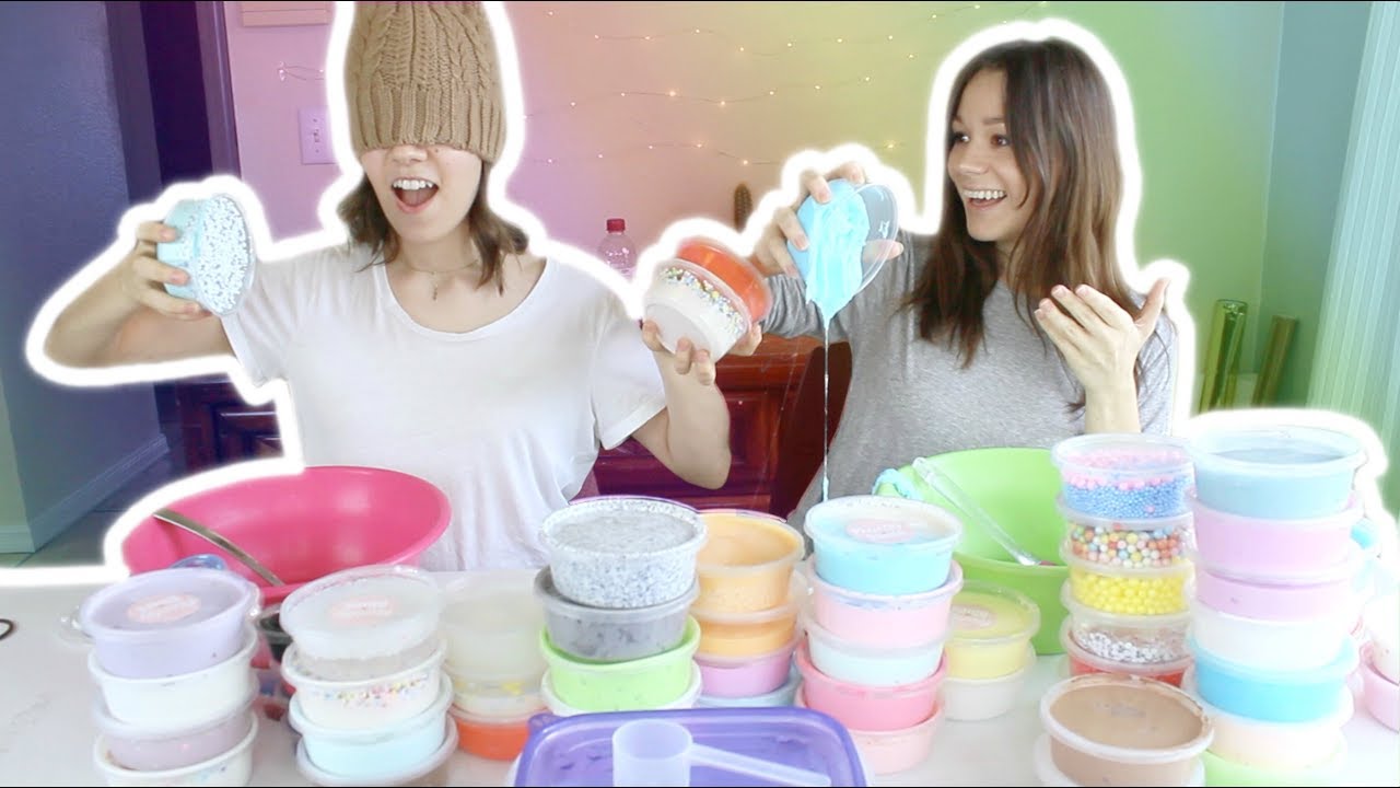 BLINDFOLDED SLIME SMOOTHIE CHALLENGE feat. MY SISTER! (who wins?!)