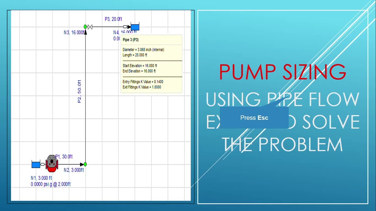 Pump Sizing | using Pipe flow expert