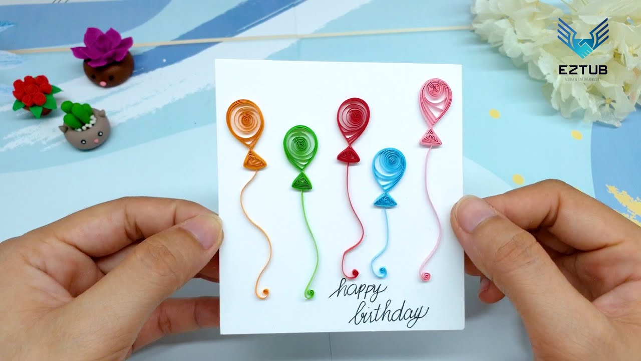 Make Quilling Colorful Balloons Happy Birthday Card / Lynn Lloyd Laverne Santiago