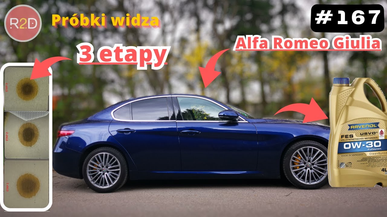 2xźle, 1xdobrze, zagadkowe wyniki. Ravenol 0W30 w trzech etapach, Alfa Romeo Giulia #167